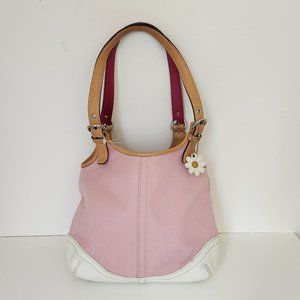 Coach Pink Fabric Shoulder Hobo Bag